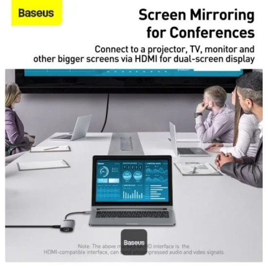 Baseus Metal Gleam II 6-in-1 USB HUB Dual Display - Grey